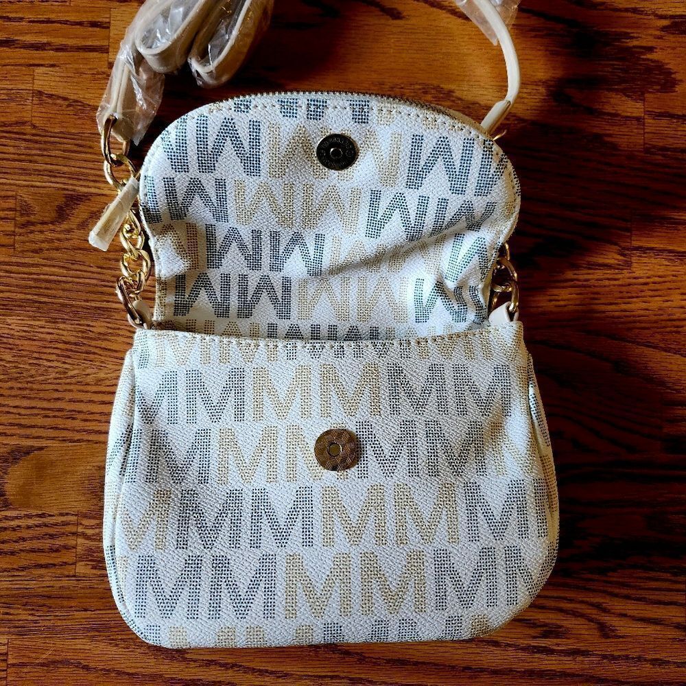 MILAN MKF Cream, Tan, And Black Vegan Crossbody Bag NEW! By Mia K WEDDING READY! - Picture 3 of 11